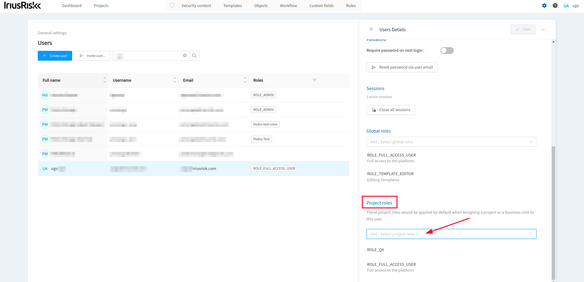 Assigning Global and Project Roles