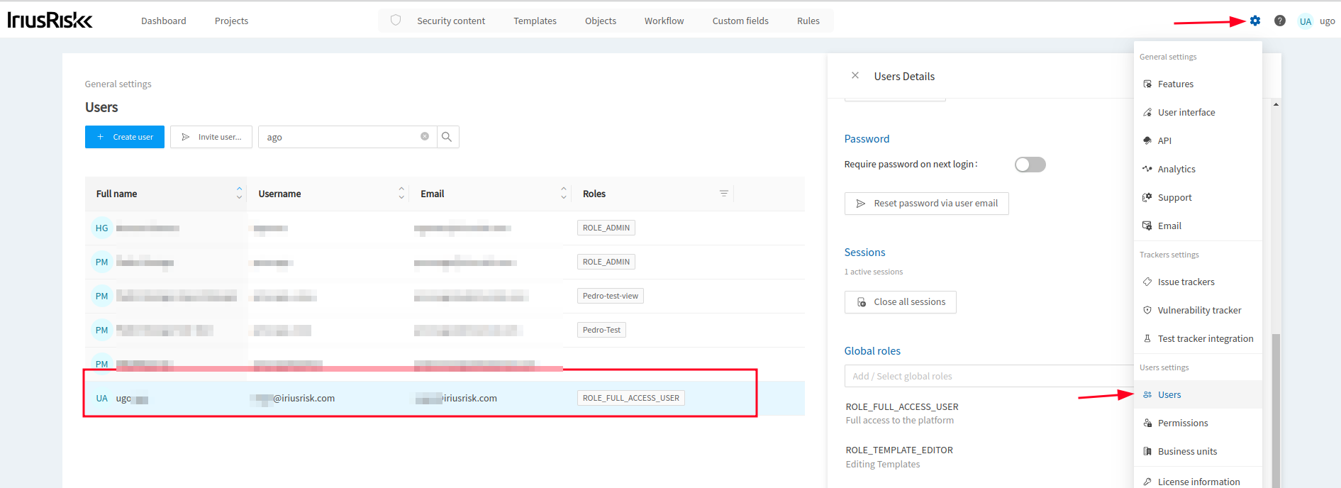 Assigning Global and Project Roles