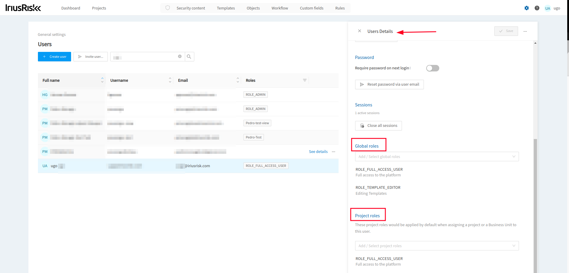 Assigning Global and Project Roles